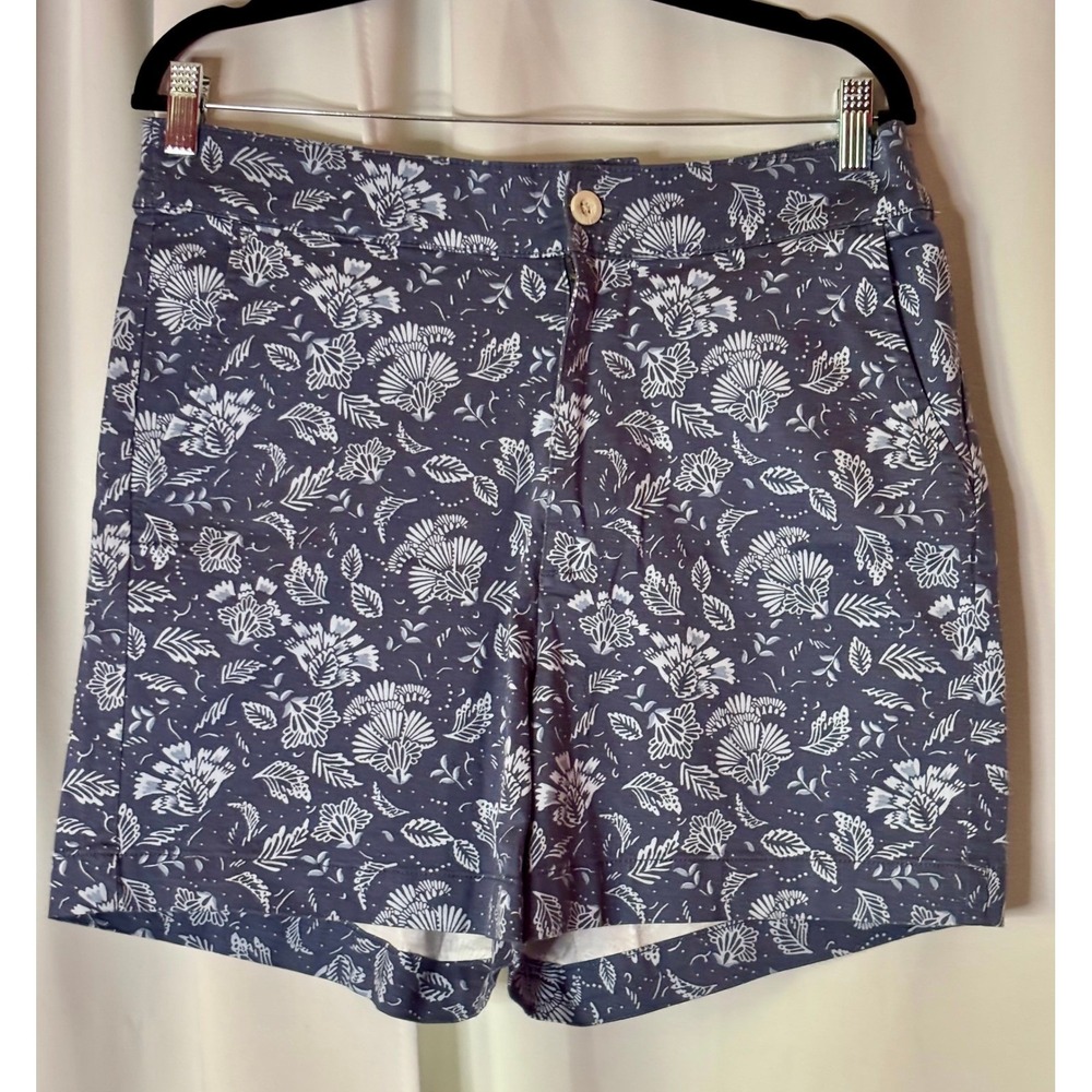 Jachs Girlfriend Navy Blue Floral Cotton Modal Blend Shorts Womens Large 1751946